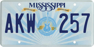 MS license plate AKW257