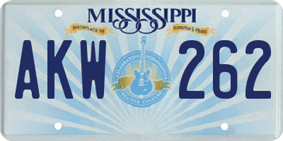 MS license plate AKW262