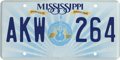 MS license plate AKW264