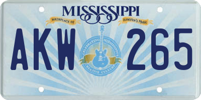 MS license plate AKW265