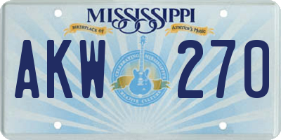 MS license plate AKW270