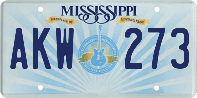 MS license plate AKW273