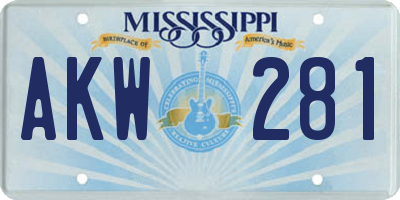 MS license plate AKW281