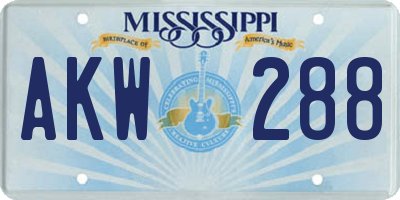 MS license plate AKW288