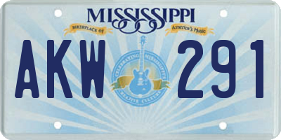MS license plate AKW291
