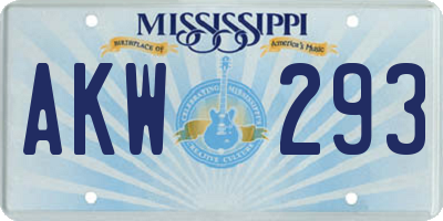 MS license plate AKW293