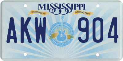 MS license plate AKW904