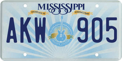 MS license plate AKW905