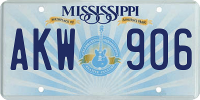 MS license plate AKW906