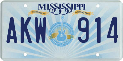MS license plate AKW914