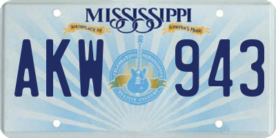 MS license plate AKW943