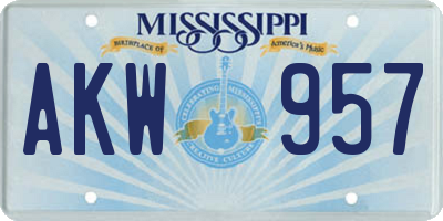 MS license plate AKW957