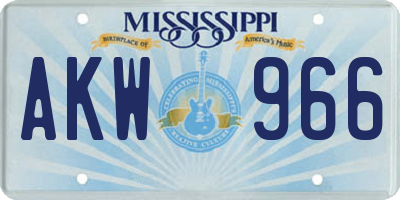 MS license plate AKW966