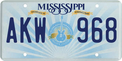 MS license plate AKW968