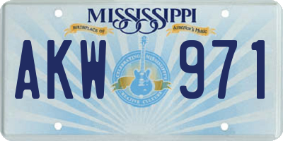MS license plate AKW971