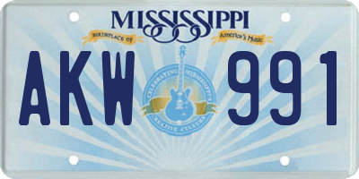 MS license plate AKW991