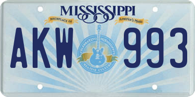 MS license plate AKW993