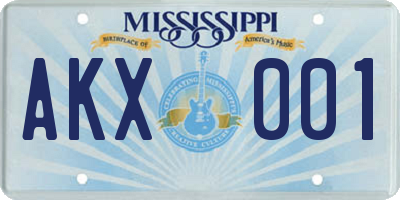 MS license plate AKX001