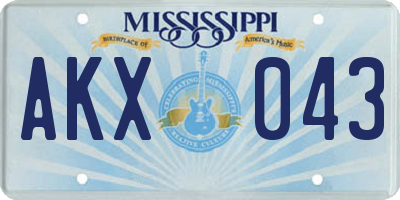 MS license plate AKX043