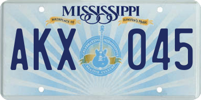 MS license plate AKX045