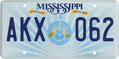 MS license plate AKX062