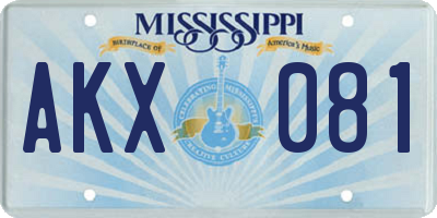 MS license plate AKX081
