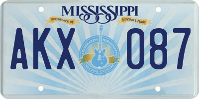 MS license plate AKX087