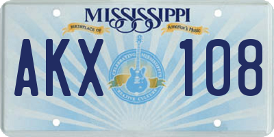 MS license plate AKX108