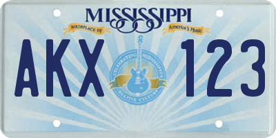 MS license plate AKX123