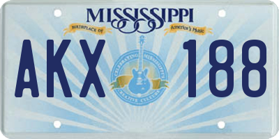 MS license plate AKX188