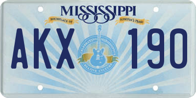 MS license plate AKX190