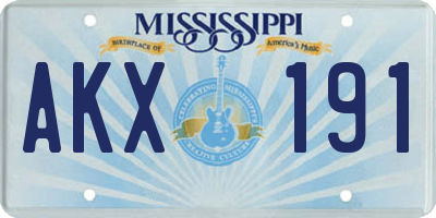 MS license plate AKX191