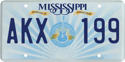 MS license plate AKX199