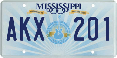 MS license plate AKX201