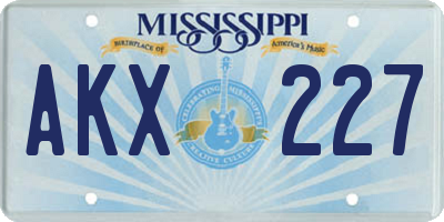MS license plate AKX227