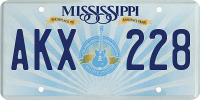 MS license plate AKX228
