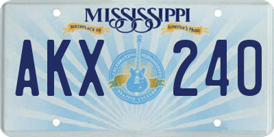 MS license plate AKX240