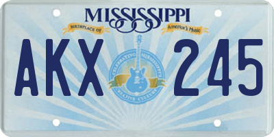 MS license plate AKX245