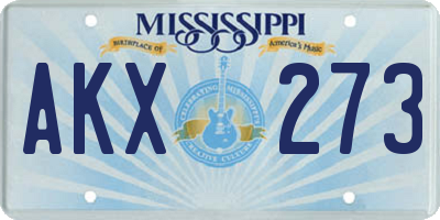 MS license plate AKX273