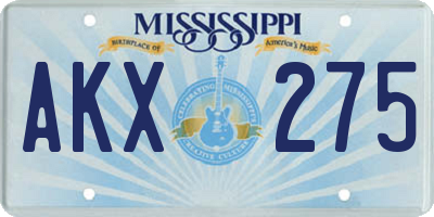 MS license plate AKX275