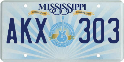MS license plate AKX303