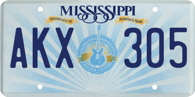 MS license plate AKX305