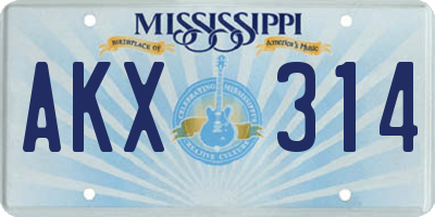 MS license plate AKX314