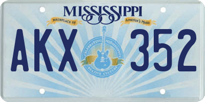 MS license plate AKX352