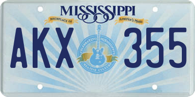 MS license plate AKX355