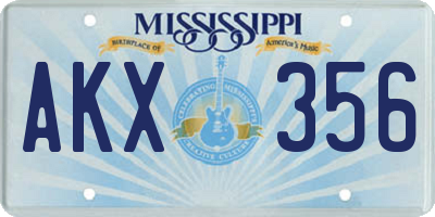 MS license plate AKX356