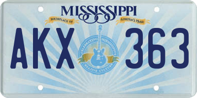 MS license plate AKX363