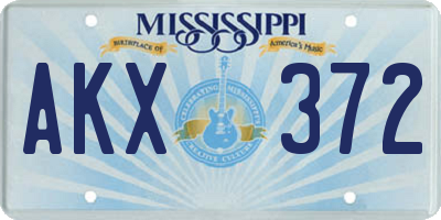 MS license plate AKX372