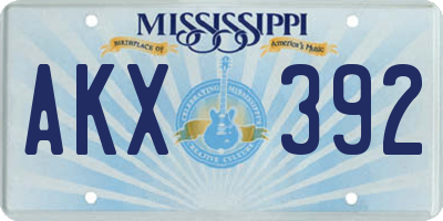 MS license plate AKX392
