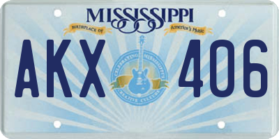 MS license plate AKX406